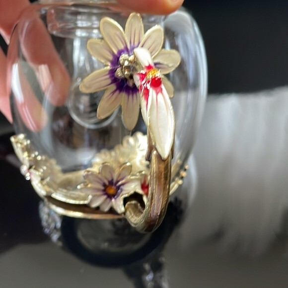 Glass teapot Beautiful Enamel Crystal Daisy Glass Teapot for Hot & Cold - Picture 9 of 13